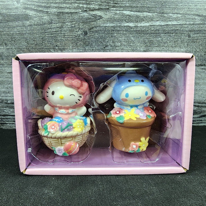 Hello Kitty & Cinnamoroll Planter Salt Pepper Set Collectible Ceramic Blue Sky
