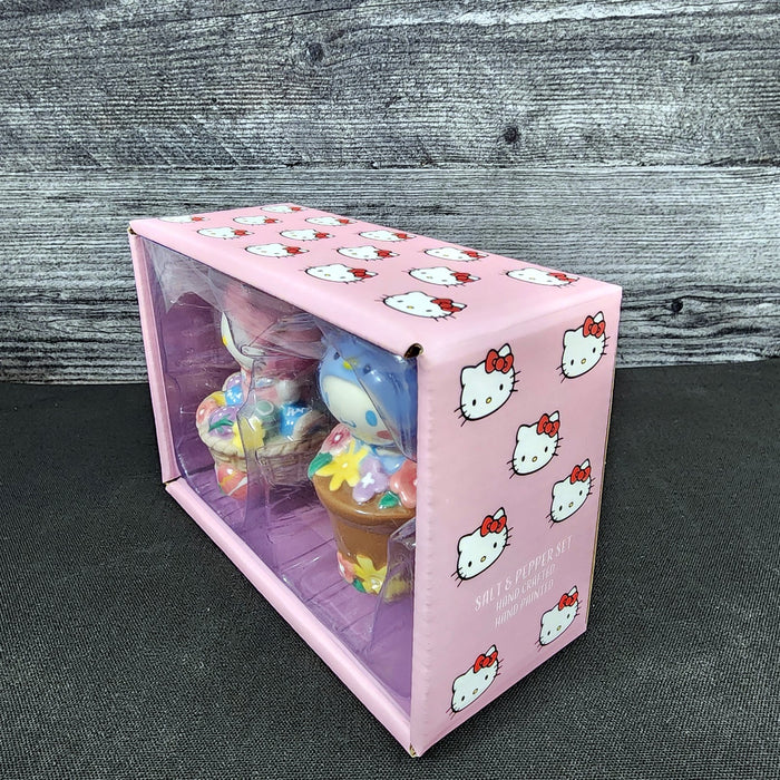 Hello Kitty & Cinnamoroll Planter Salt Pepper Set Collectible Ceramic Blue Sky