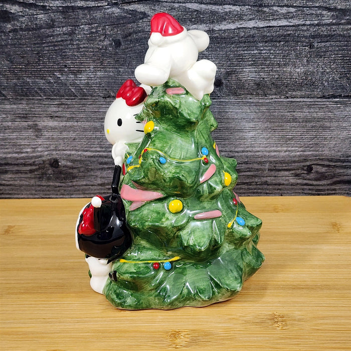 Hello Kitty Decorating Christmas Tree Green Figurine Ceramic Holiday Blue Sky