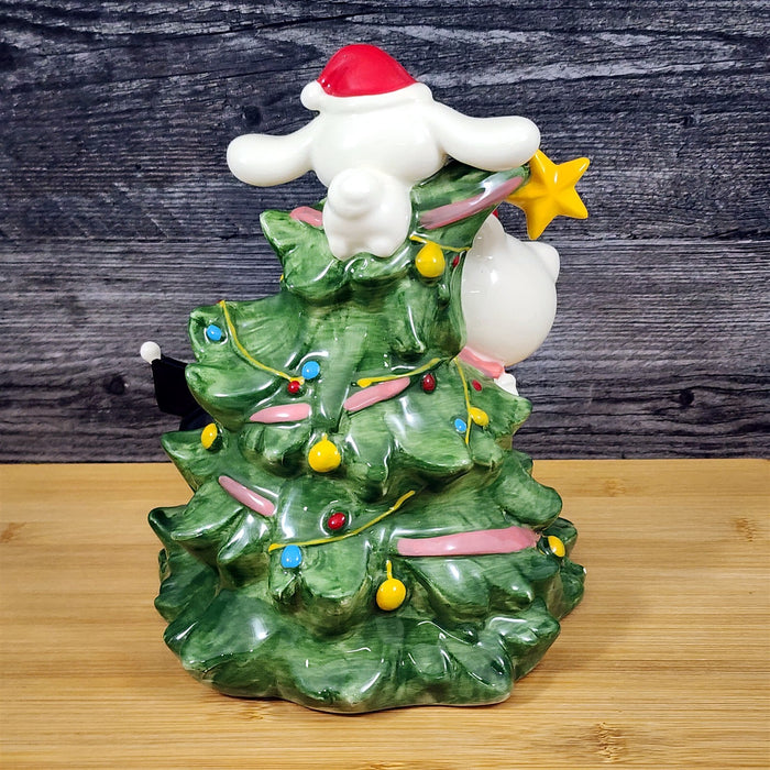 Hello Kitty Decorating Christmas Tree Green Figurine Ceramic Holiday Blue Sky