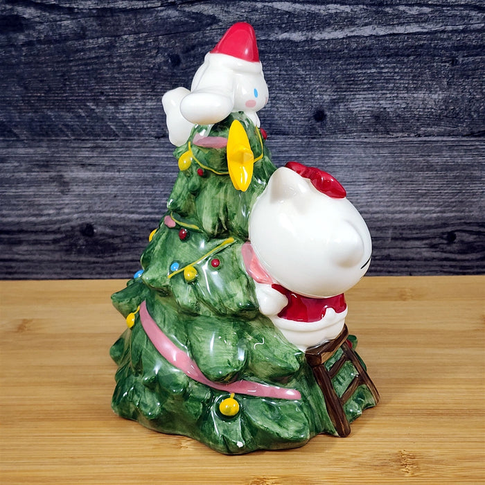 Hello Kitty Decorating Christmas Tree Green Figurine Ceramic Holiday Blue Sky