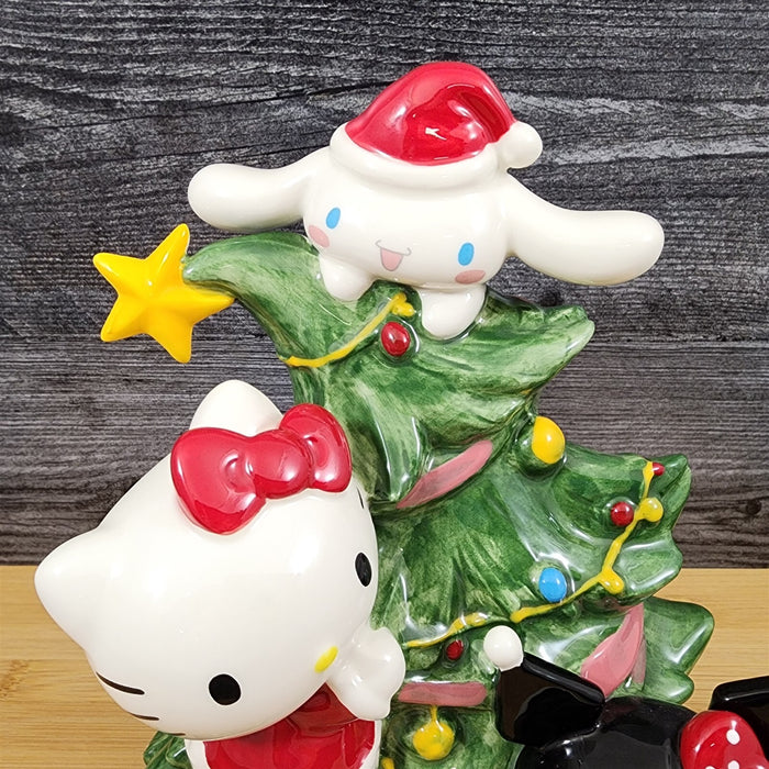 Hello Kitty Decorating Christmas Tree Green Figurine Ceramic Holiday Blue Sky