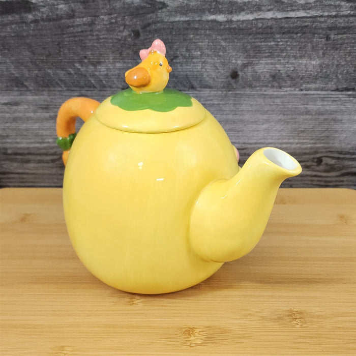 Hello Kitty Easter Egg Teapot Yellow Ceramic by Blue Sky Easter Spring Decor