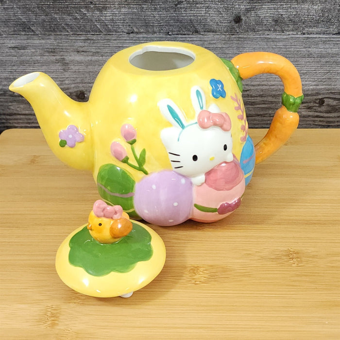 Hello Kitty Easter Egg Teapot Yellow Ceramic by Blue Sky Easter Spring Decor