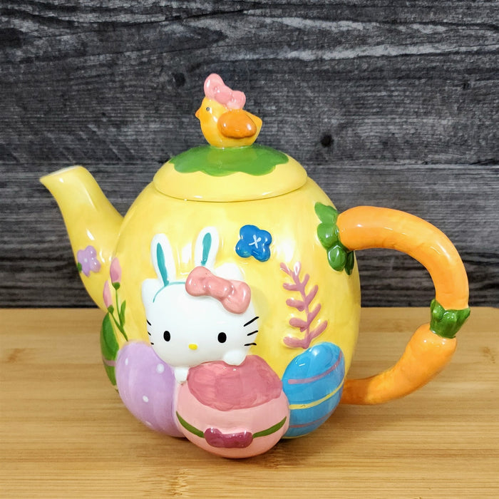 Hello Kitty Easter Egg Teapot Yellow Ceramic by Blue Sky Easter Spring Decor