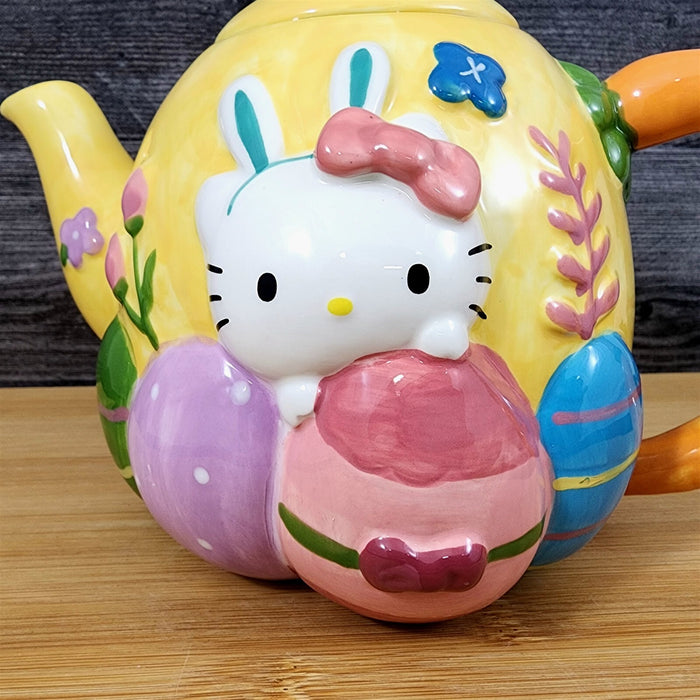 Hello Kitty Easter Egg Teapot Yellow Ceramic by Blue Sky Easter Spring Decor