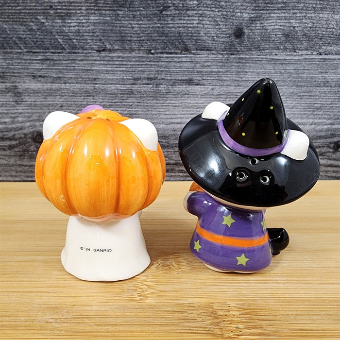 Hello Kitty Halloween Trick Treat Collectible Salt Pepper Set Ceramic Blue Sky