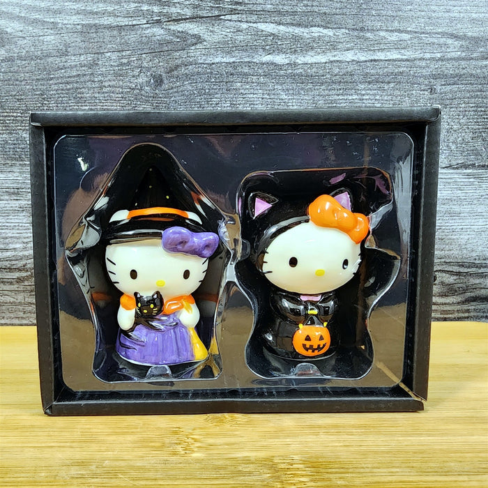 Hello Kitty Halloween Trick Treat Witch Costume Salt Pepper Set Ceramic Blue Sky