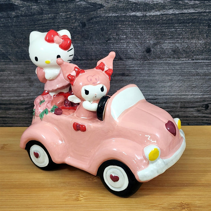 Hello Kitty & Kuromi Valentine's Day Figurine Pink Car Hearts Love Blue Sky