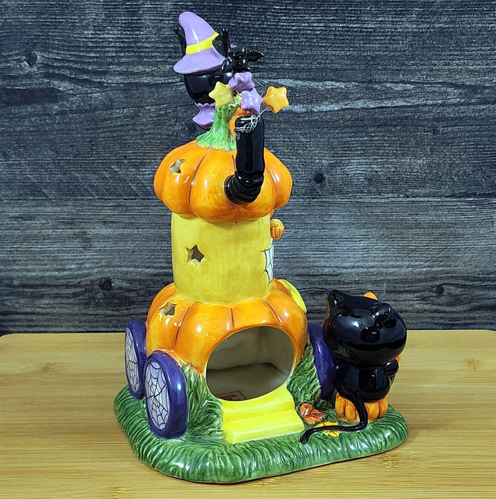 Hello Kitty Pumpkin Cafe Latte Candle Holder Tea Light Lite Ceramic Blue Sky