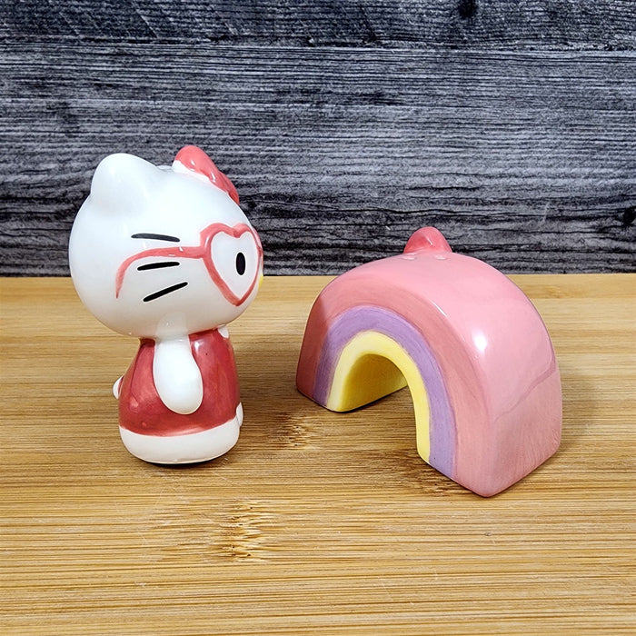 Hello Kitty Salt Pepper Set Happy Rainbow Ceramic Blue Sky