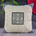 Hemp cushion cover, beige hemp, appliqué patch