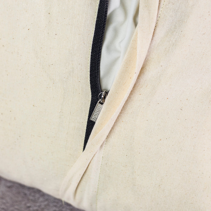 Hemp cushion cover, beige hemp, appliqué patch