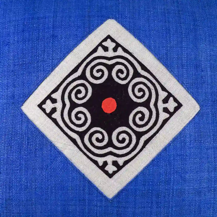 Vindigo cushion cover blue embroidered spiral dot embroidery close-up