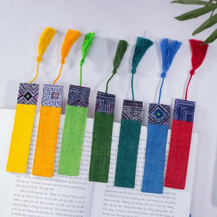 Vindigo multicolor hemp batik pattern bookmarks arranged neatly together