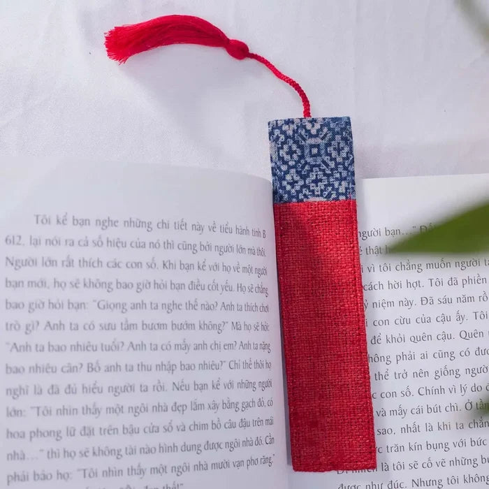 Vindigo red hemp batik pattern bookmark front view
