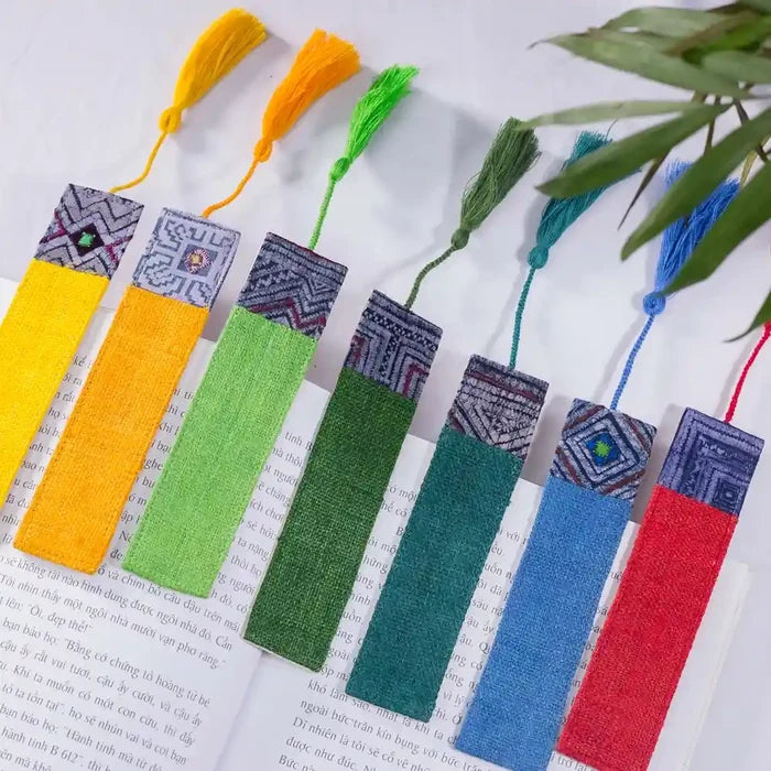 Vindigo multicolor hemp batik pattern bookmarks displayed together