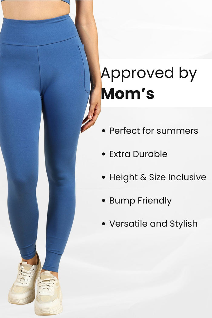 Blue Mom Legging ankle; smooth hem provides comfortable fit around the ankle.