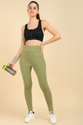 Green High Waist Legging; mom fit provides tummy support and comfortable coverage.