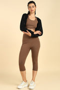 Melange Brown Mom Capri; capri length provides coverage for daily wear.