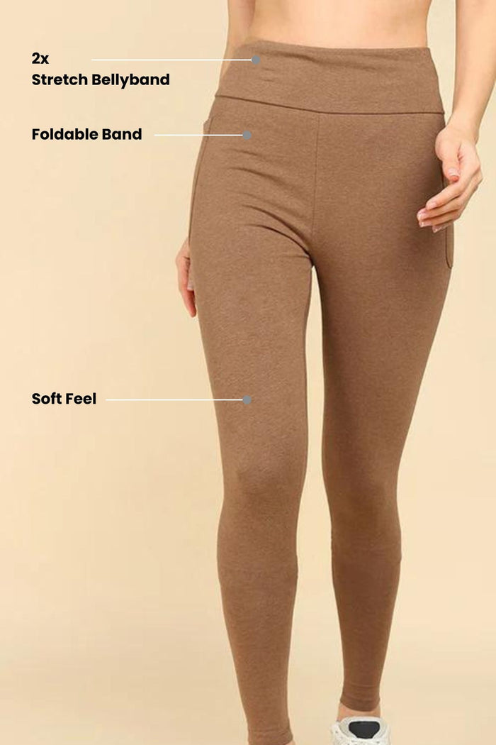Melange Brown Legging high waist; soft fabric provides comfort and coverage for abdomen.