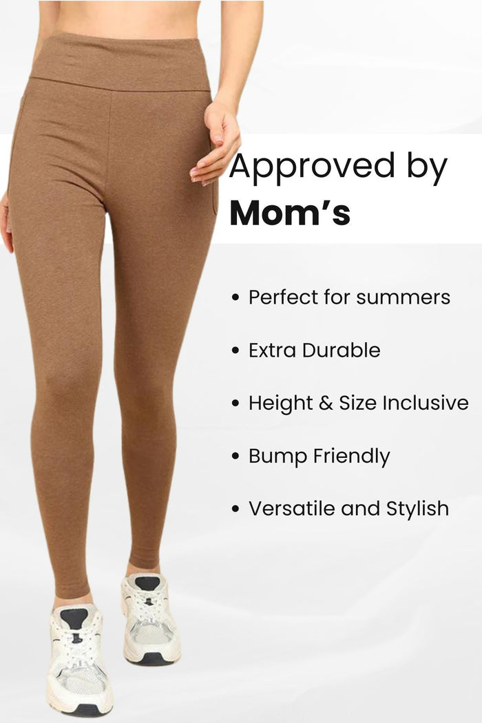 Melange Brown Legging detail; melange texture adds subtle visual dimension.
