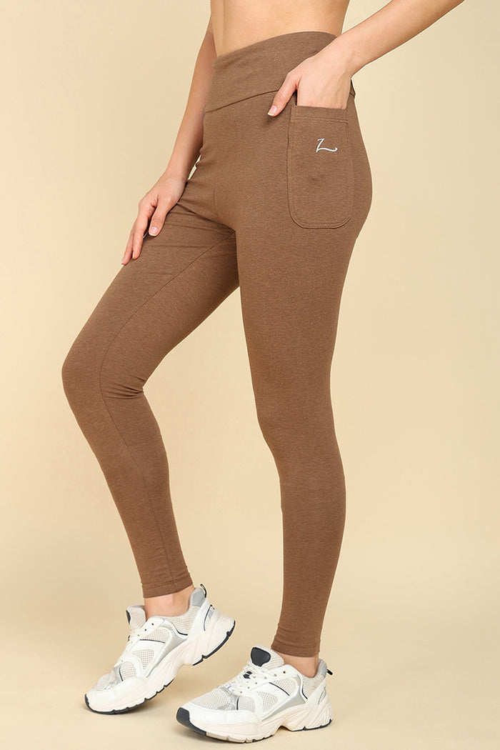 Melange Brown Mom Legging ankle; smooth hem provides comfortable fit around the ankle.