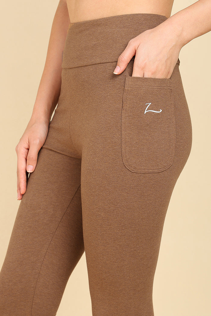 Melange Brown Mom Legging; soft material is gentle on skin and comfortable for all-day wear.