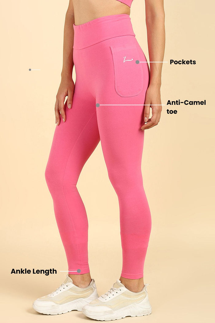 Pink Mom Legging; four-way stretch fabric ensures flexible movement during exercise.