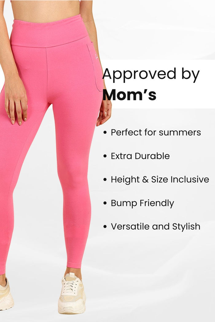 Pink Mom Legging ankle; smooth hem provides comfortable fit around the ankle.