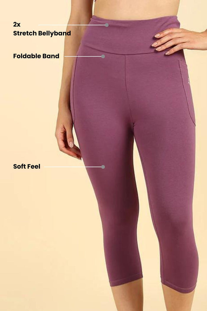 Rosewood Mom Capri back view; coverage ensures garment stays in place.