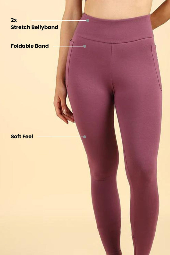Rosewood Legging high waist; soft fabric provides comfort and coverage for abdomen.
