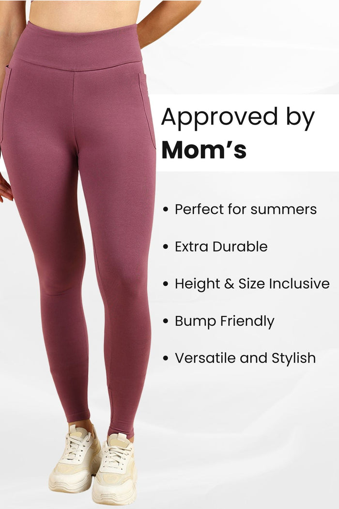 Rosewood Mom Legging ankle; smooth hem provides comfortable fit around the ankle.