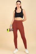 Rust High Waist Legging; mom fit provides tummy support and comfortable coverage.