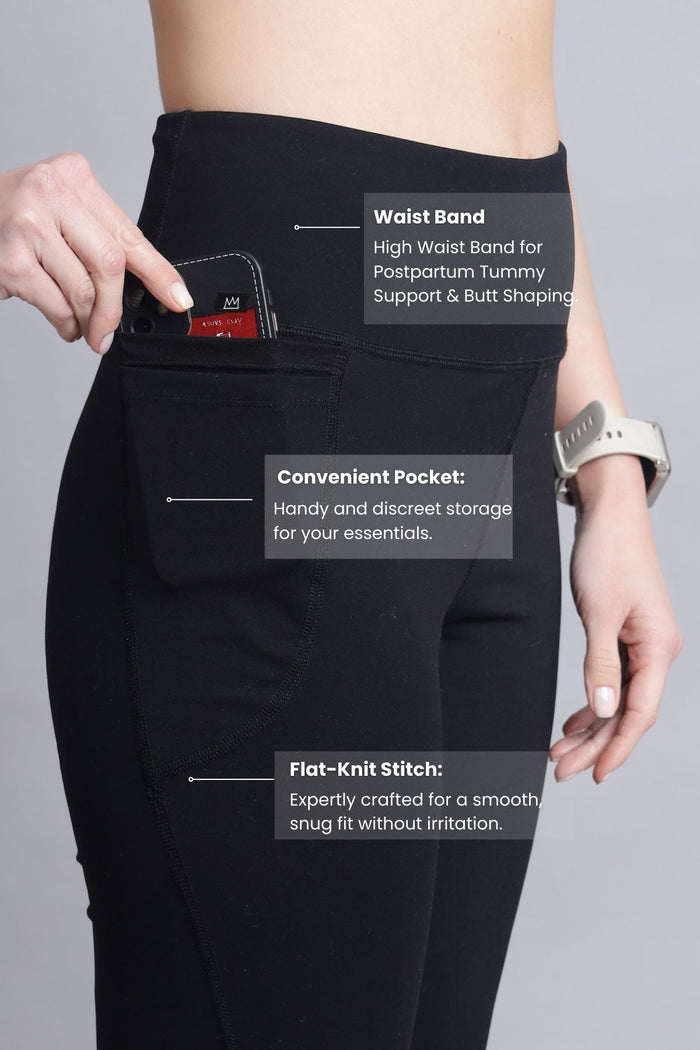 High Waisted Gentle Compression Black Pant (Postpartum) - House Of Zelena™