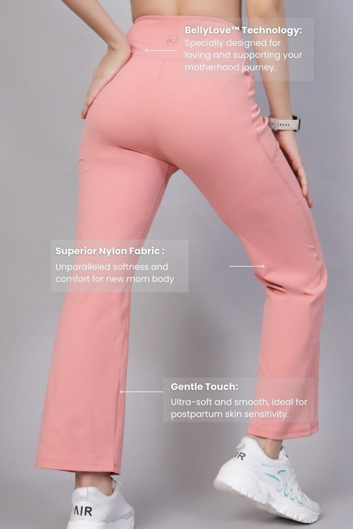 Carrot Postpartum Pants waist; high waist covers the postpartum tummy area.
