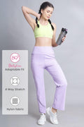 Lavender Postpartum Pants; tapered leg shape provides a tailored silhouette.