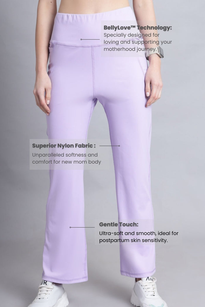 Lavender Postpartum Pants pockets; two functional side pockets offer storage.