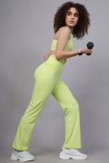 Lime Postpartum Pants; tapered leg shape provides a tailored silhouette for daily wear.