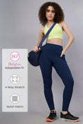 Navy Blue Postpartum Leggings; high waist panel provides full coverage for the tummy.
