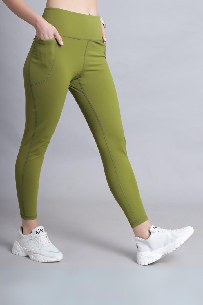 Olive Postpartum Leggings; garment designed specifically for the postpartum recovery period.