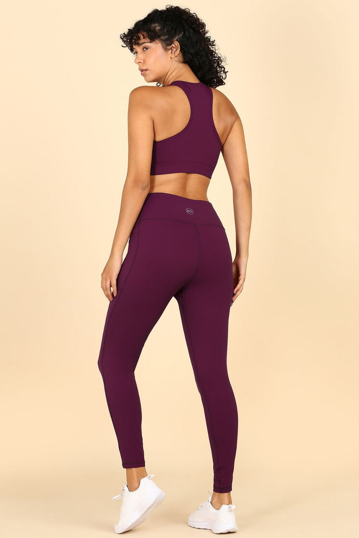 Wine Postpartum Leggings; garment designed specifically for the postpartum recovery period.