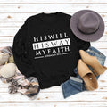 HISWILL Letters Round Neck Women Long-sleeved Loose Printed Sweatshirt