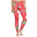 Holiday Symbols All Over Red Ugly Christmas Leggings-tvso