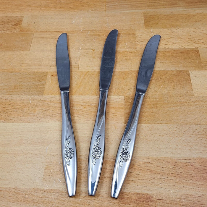 Hollow Handle Knife Lasting Rose Stainless Set of 3 ONEIDA Flatware 8.5" (21cm)