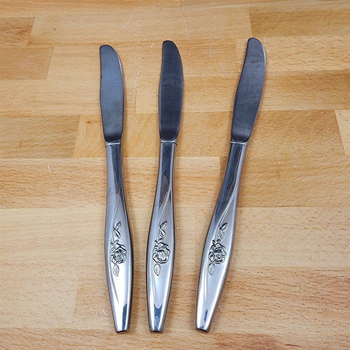 Hollow Handle Knife Lasting Rose Stainless Set of 3 ONEIDA Flatware 8.5" (21cm)