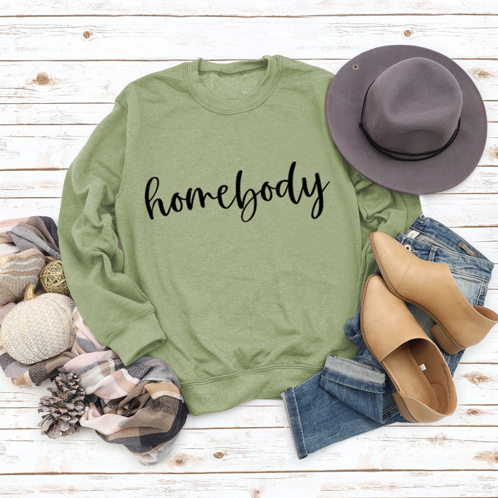 Olive green sweater (black font) / S