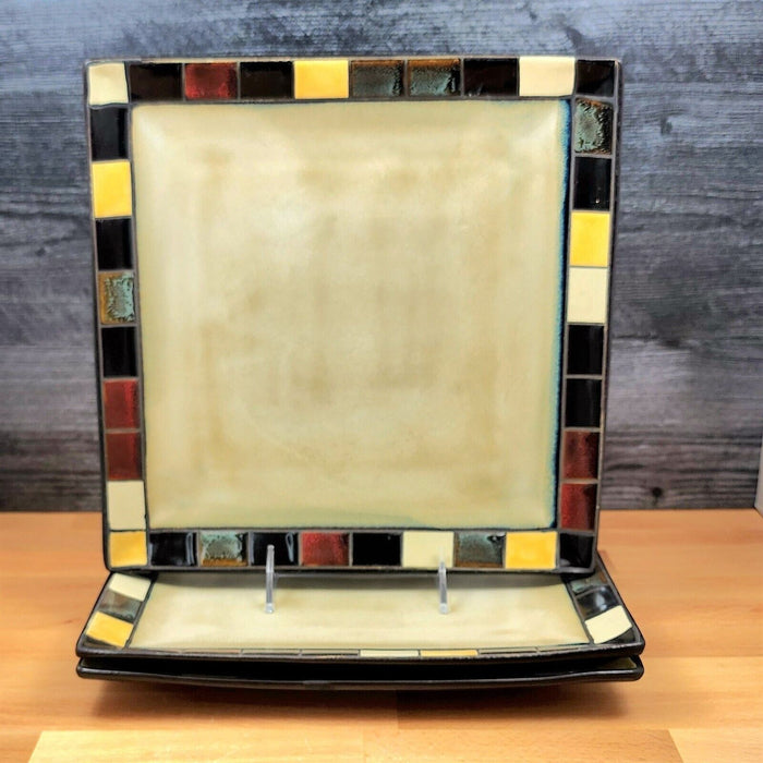 Home Trends Mosaic Tile Set of 3 Square Dinner Plate 11 Inch (27cm) Dinnerware