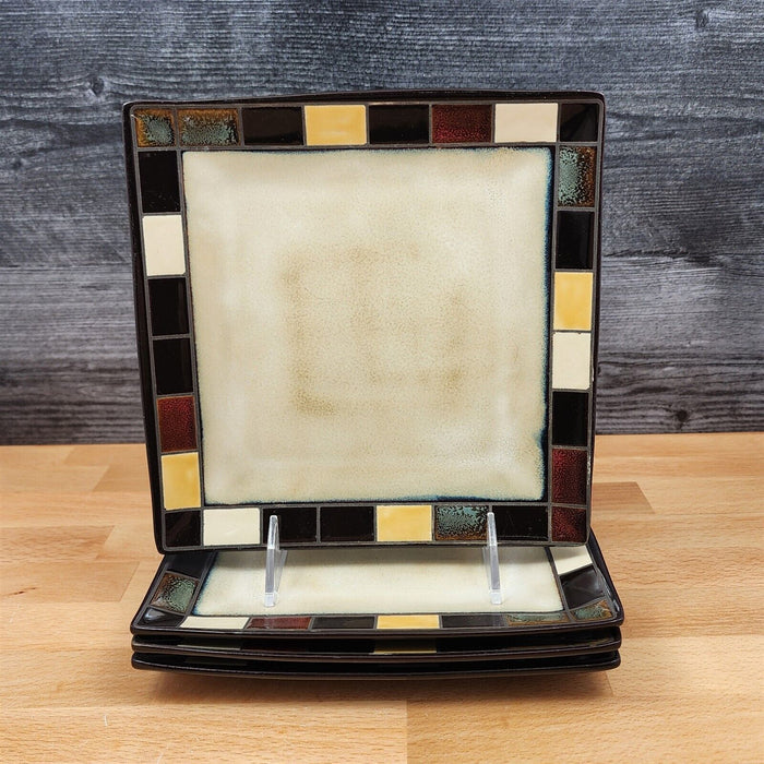 Home Trends Mosaic Tile Set of 4 Square Salad Dessert Plate 7.5 Inch (19cm)