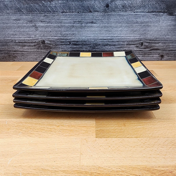 Home Trends Mosaic Tile Set of 4 Square Salad Dessert Plate 7.5 Inch (19cm)